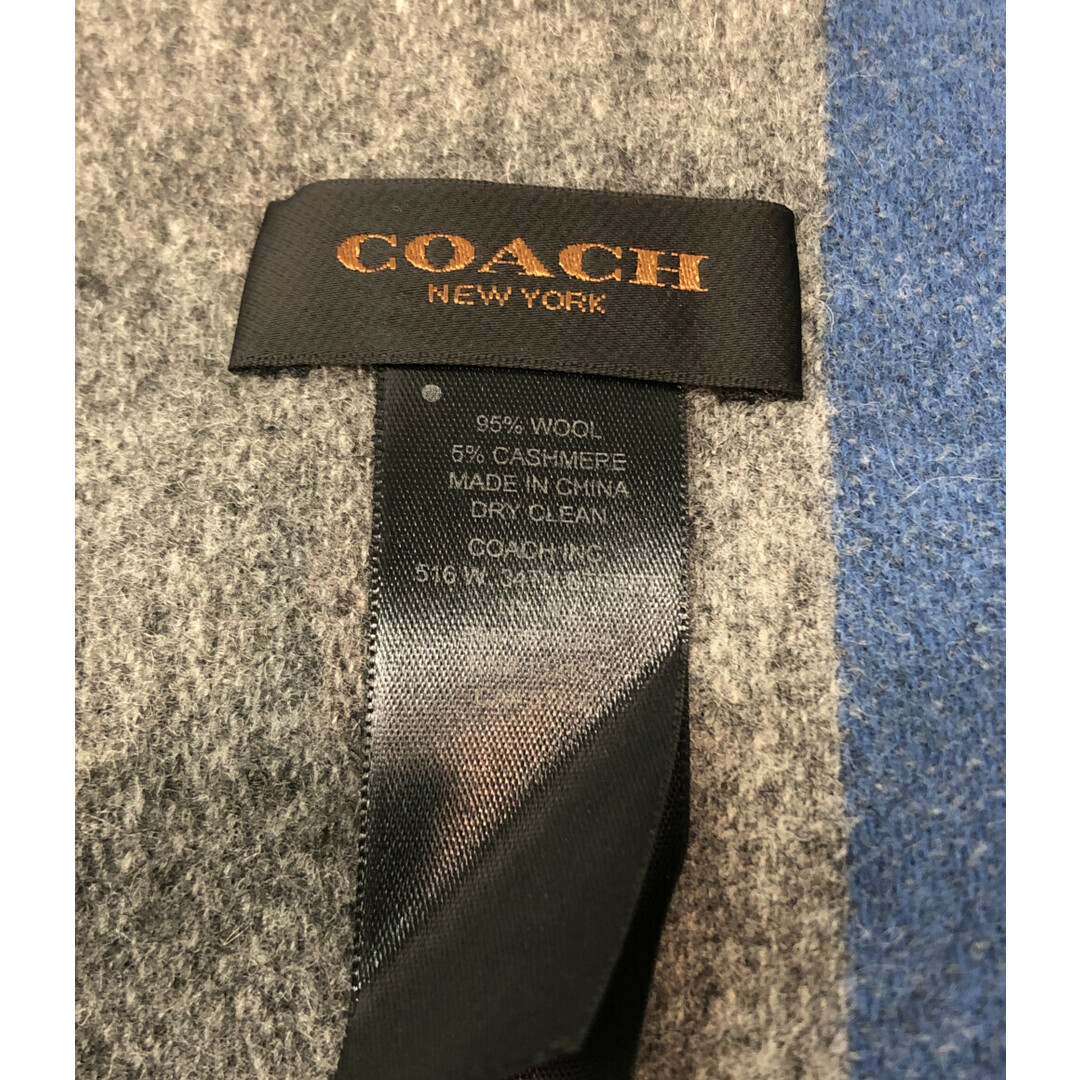 COACH(コーチ)の美品 コーチ COACH マフラー ボーダー柄   F85135 メンズ メンズのファッション小物(マフラー)の商品写真