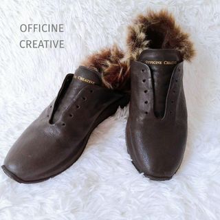 美品／OFFICINE CREATIVE／ITALY／35／ファー付皮スニーカー(ローファー/革靴)