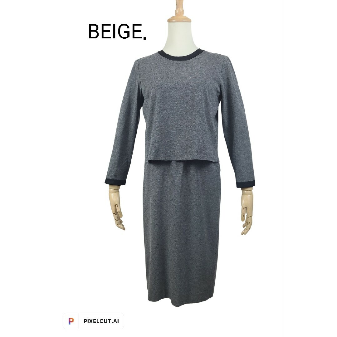 BEIGE,(ベイジ)の美品 BEIGE パイピングストレッチワンピース レディースのワンピース(ひざ丈ワンピース)の商品写真