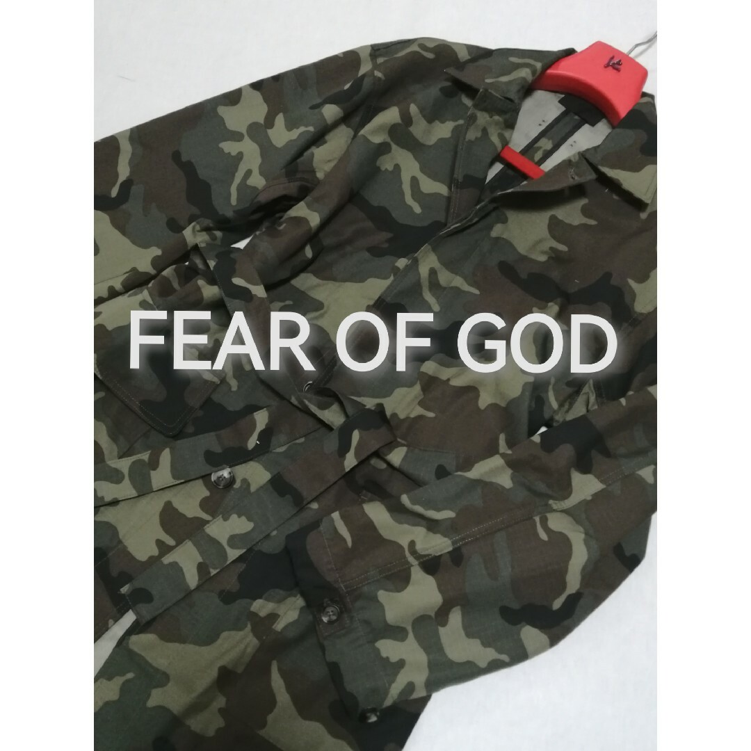 ★新品・メンズ★【FEAR OF GOD 】ミリタリーコート　カモフラ　グリーン綿100%リップストップ素材