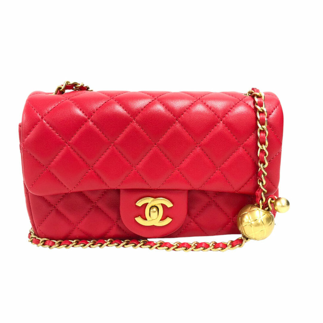 約20cm高さシャネル CHANEL ミニマトラッセ20 AS1787 レッド　ゴールド金具 ラムスキン レディース ショルダーバッグ