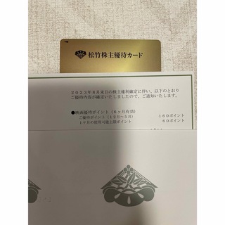 松竹 株主優待カード 160ポイント 男性名義（カード返却不要）(その他)