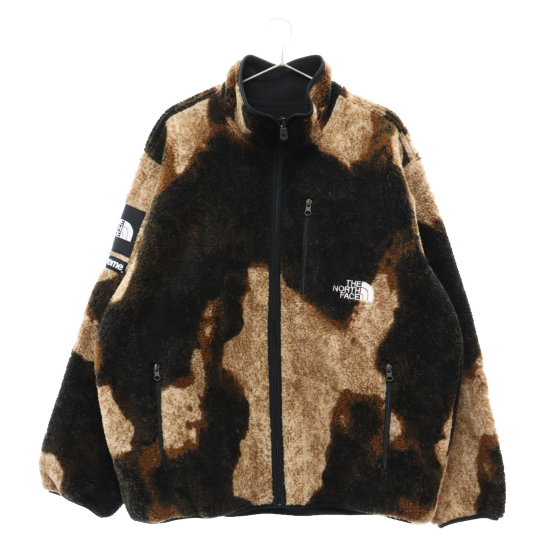 SUPREME シュプリーム 21AW×THE NORTH FACE Bleached Denim Print Fleece Jacket NA52100I ノースフェイス ブリーチドデニムプリントフリースジャケット ブラウン665センチ肩幅