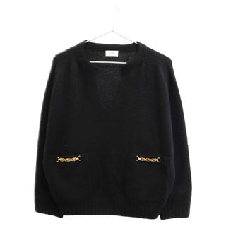 セリーヌ(celine)のCELINE セリーヌ 22AW Triomphe V-Neck Sweater トリオンフ Vネック カシミヤ 長袖セーター ブラック レディース 2A79J384D(ニット/セーター)