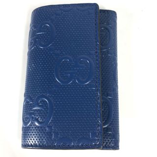 グッチ(Gucci)のグッチ GUCCI GGエンボス ロゴ 625565 鍵 6連 キーケース レザー ブルー(キーケース)