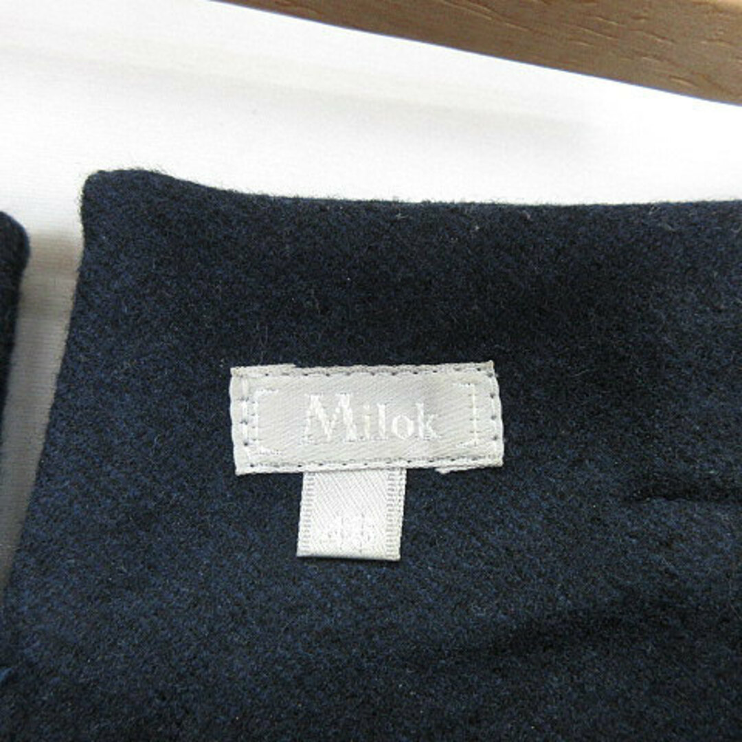 Milok(ミロック)のミロック Milok シンチバック付き ウール ワイドパンツ 紺 ネイビー 46 メンズのパンツ(スラックス)の商品写真