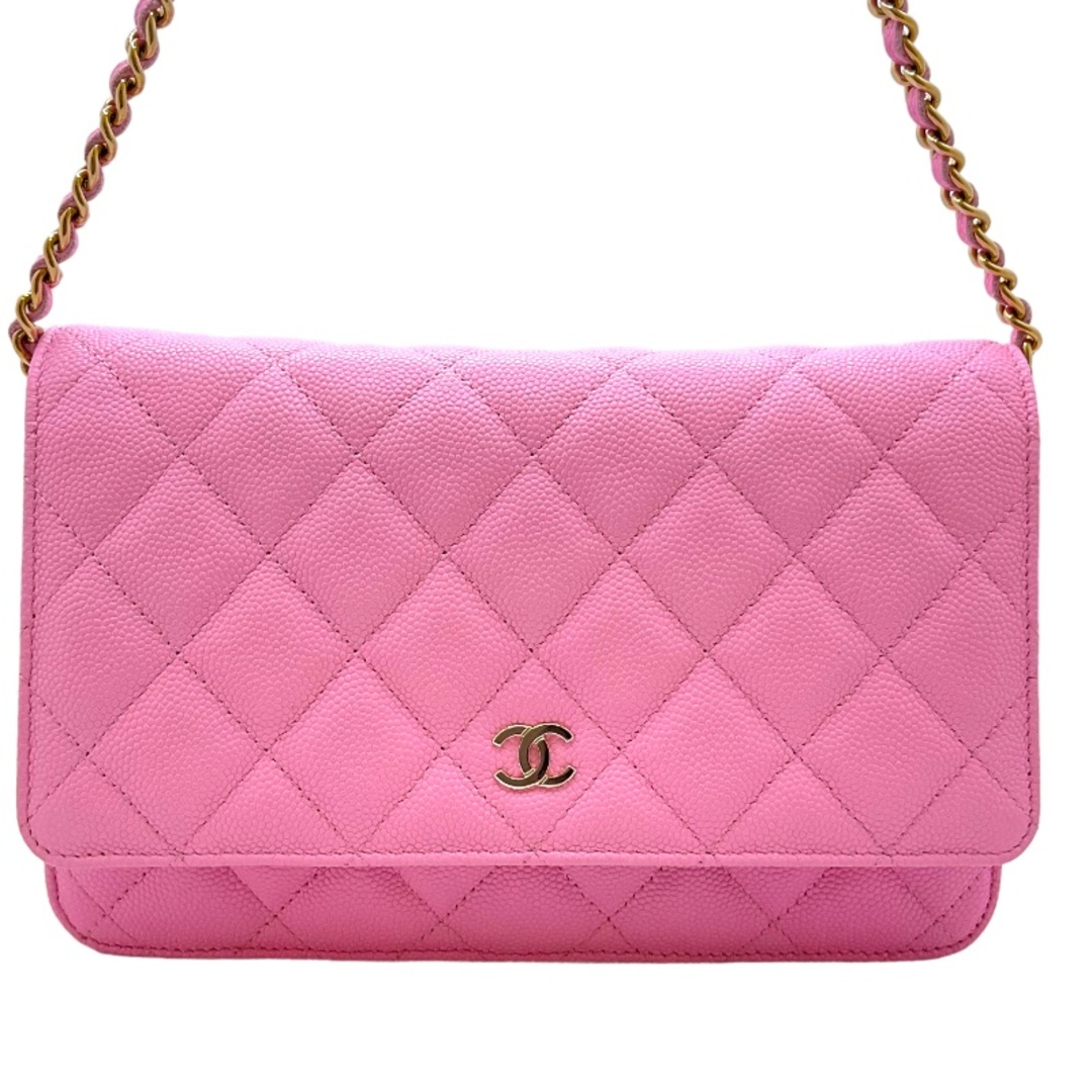 シャネル CHANEL チェーンウォレット AP0250 ピンク ゴールド金具 キャビア レディース ショルダーバッグ約3cm開閉式