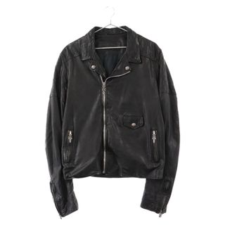 クロムハーツ(Chrome Hearts)のCHROME HEARTS クロムハーツ CRETIN LTHR クリティンパナッシュ ラムレザー ダブルライダースジャケット クロスボールボタン ブラック(ライダースジャケット)