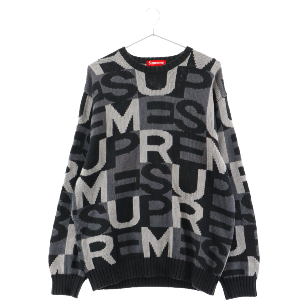 SUPREME シュプリーム 18AW Big Letters Sweater ビッグレターロゴ長袖ニットセーター ブラック/グレー