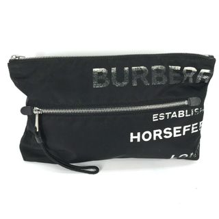 バーバリー(BURBERRY)のバーバリー BURBERRY ホースフェリー HORSEFERRY 8014756 カバン ポーチ クラッチバッグ ナイロン ブラック(セカンドバッグ/クラッチバッグ)