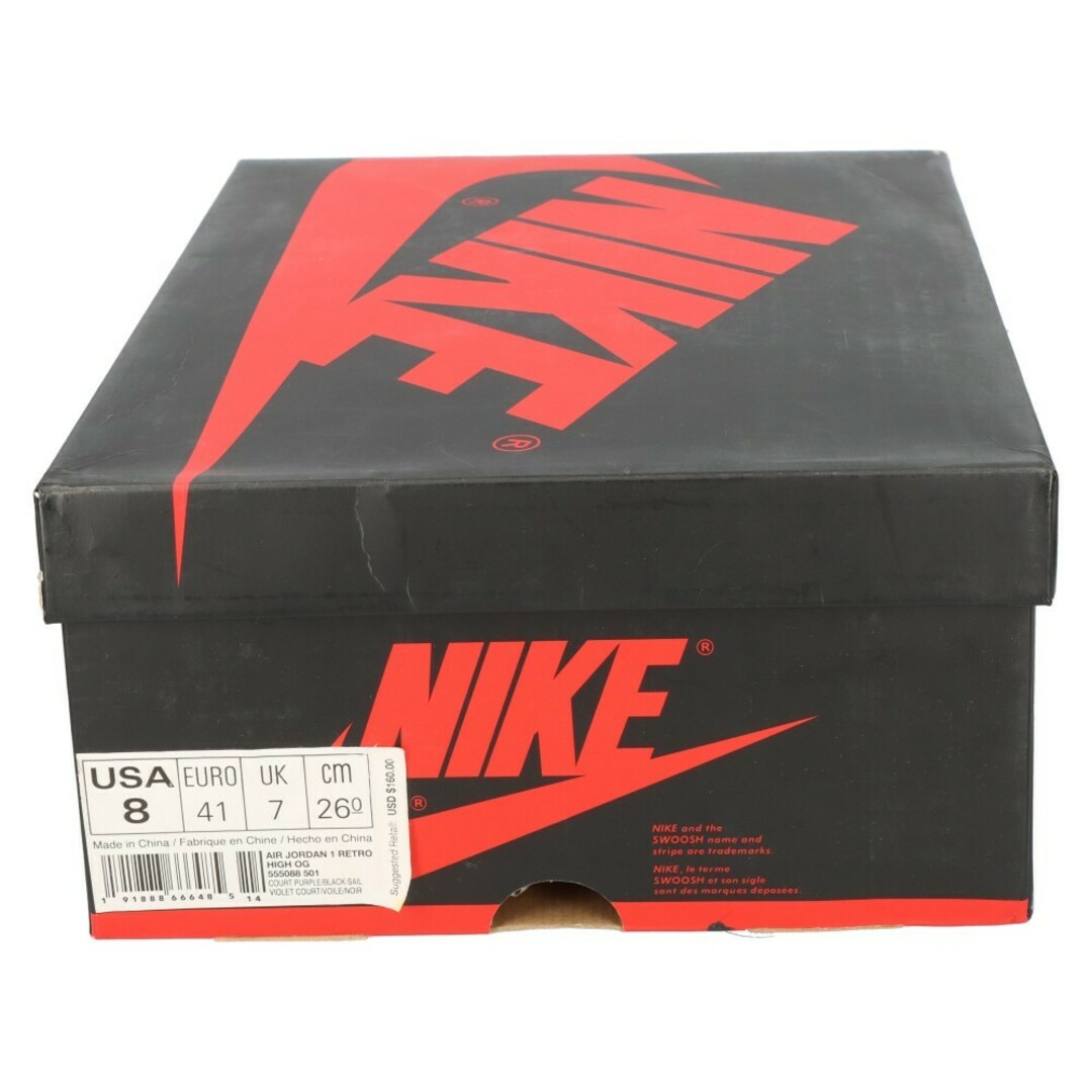 NIKE(ナイキ)のNIKE ナイキ AIR JORDAN1 RETRO HIGH OG エアジョーダン1 ハイカットスニーカー コートパープル ホワイト/パープル US8 555088-501 メンズの靴/シューズ(スニーカー)の商品写真