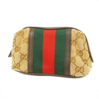 グッチ(Gucci)の★SALE 【4eb1715】グッチ ポーチ/GGキャンバス/シェリーライン/256639/キャンバス/ブラウン/ベージュ/シルバー金具 【中古】(ポーチ)