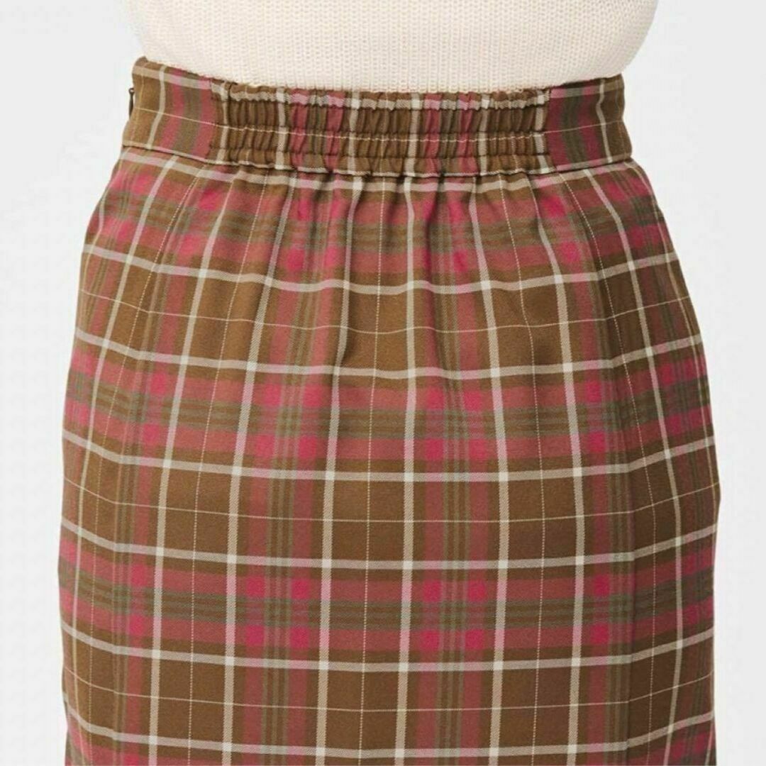 GU(ジーユー)の新品 冬春 レトロ チェック柄 マーメイドロングスカート 大きいサイズ L 茶色 レディースのスカート(ロングスカート)の商品写真