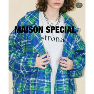 メゾンスペシャル(MAISON SPECIAL)のMAISON SPECIAL ロービングチェックオーバーコート(ロングコート)