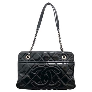 シャネル(CHANEL)の　シャネル CHANEL チェーントートバッグ ブラック シルバー金具 エナメル レディース トートバッグ(トートバッグ)