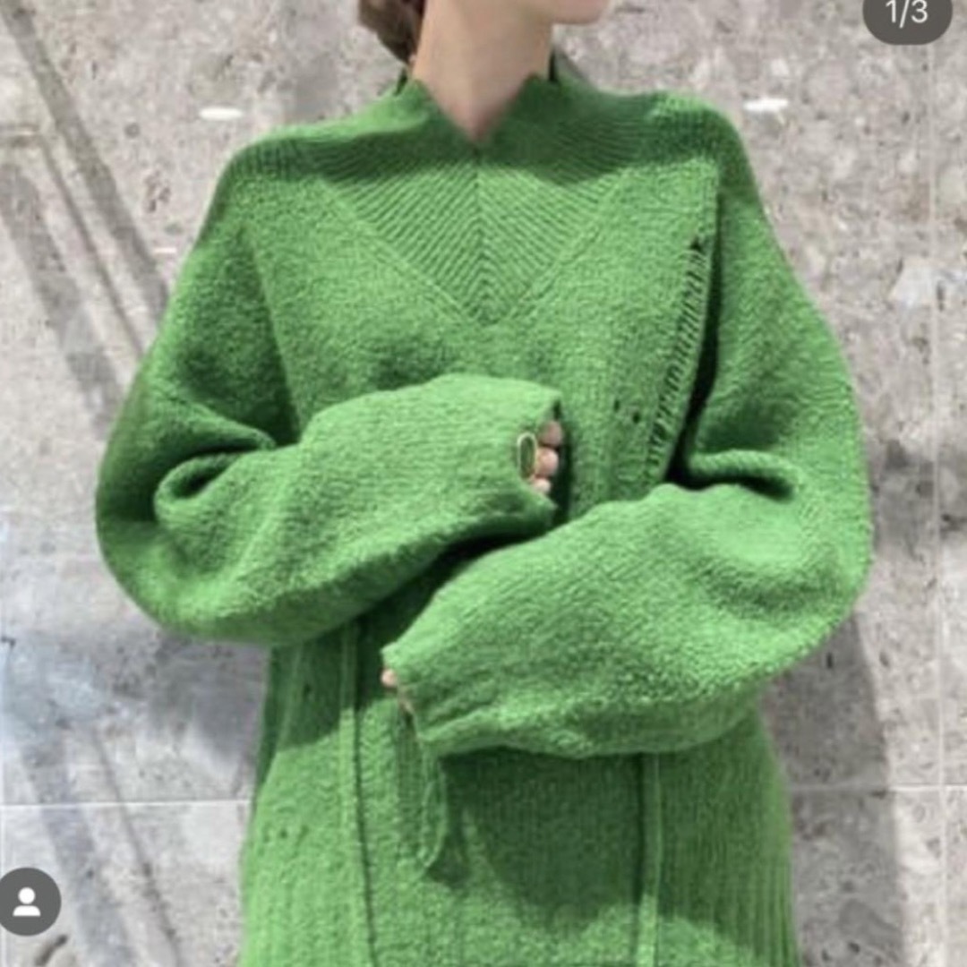 LE CIEL BLEU(ルシェルブルー)のIRENE アイレネ whole garment knit  ニット　グリーン レディースのトップス(ニット/セーター)の商品写真