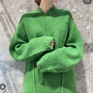 ルシェルブルー(LE CIEL BLEU)のIRENE アイレネ whole garment knit  ニット　グリーン(ニット/セーター)