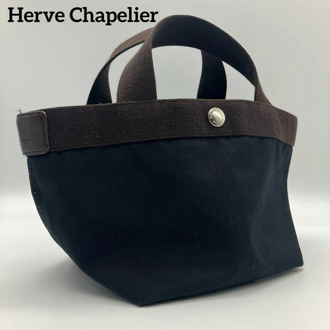 Herve Chapelier(エルベシャプリエ)の【定番人気】エルベシャプリエ　701C　舟型トートバッグ　S コーデュラ　黒　茶 レディースのバッグ(ハンドバッグ)の商品写真