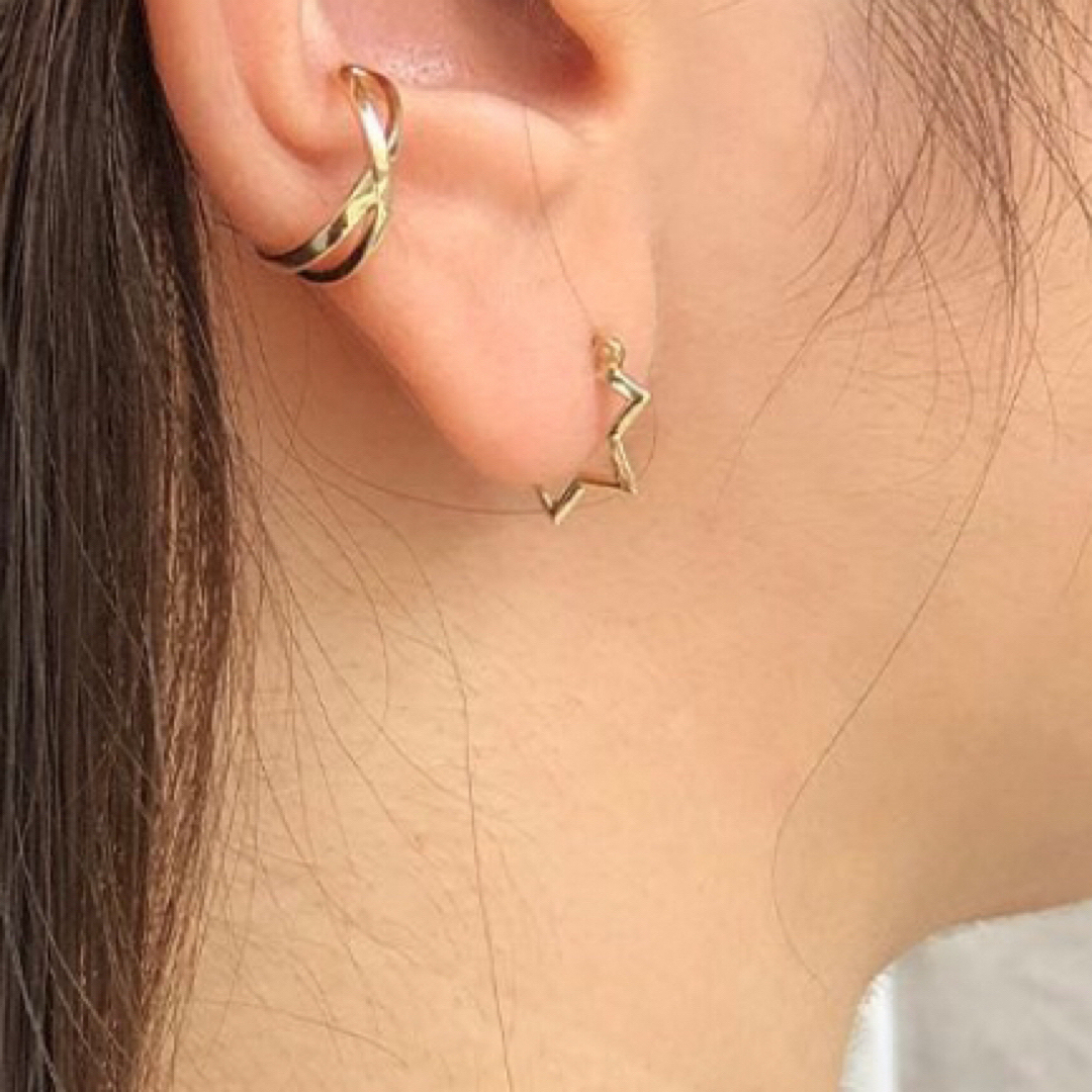 新品】STAR JEWELRY GIRL フープピアス K10 六角星 新品】STAR JEWELRY GIRL フープピアス K10 六角星
