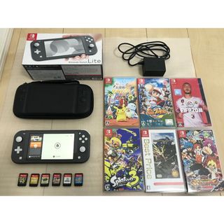 ニンテンドースイッチ(Nintendo Switch)のお得✨画面美品Switch Liteグレー本体一式＋ソフト6本セット✨ケース付(携帯用ゲーム機本体)