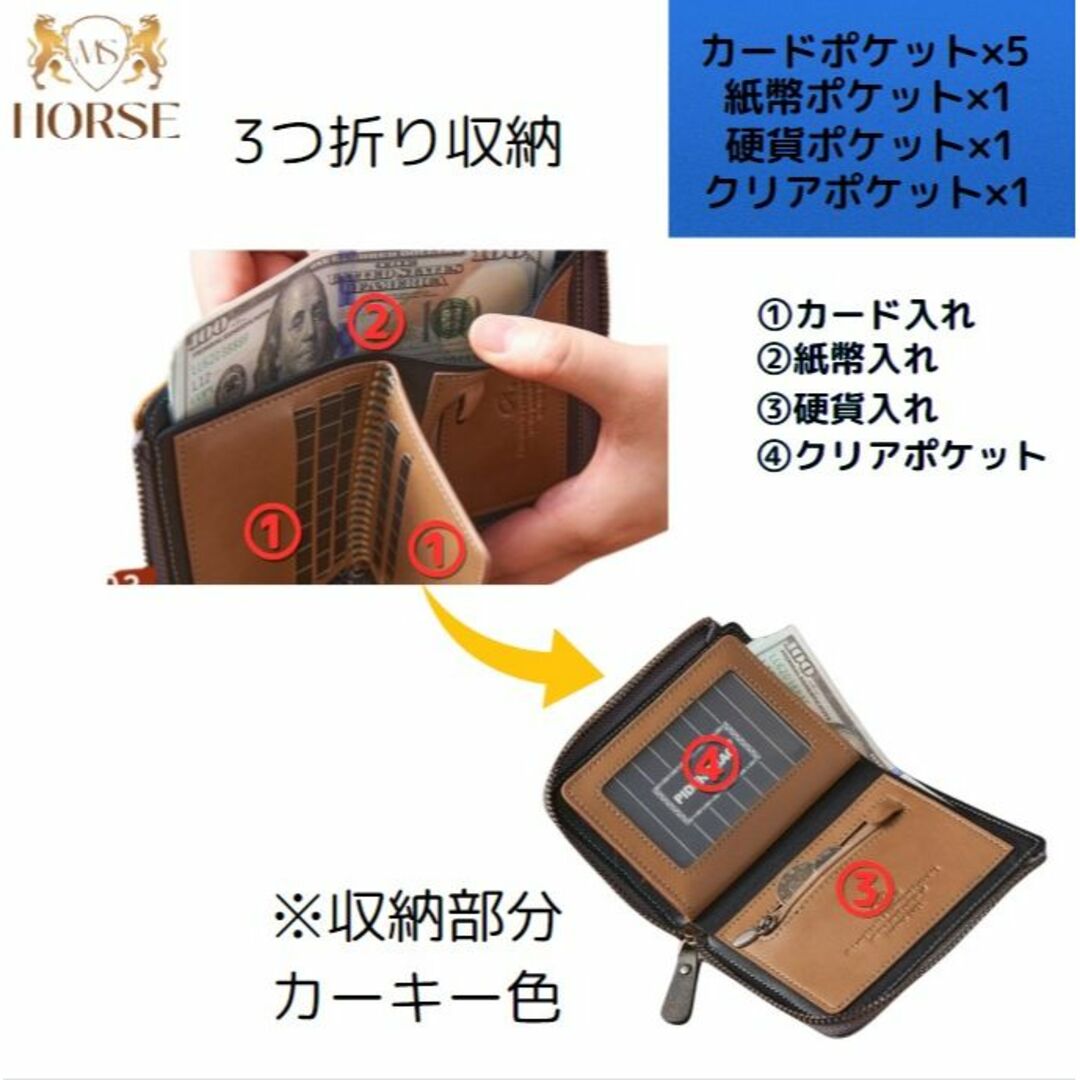 折り財布　メンズ　レディース　upレザー　コンパクト　ポケットサイズ　グレー メンズのファッション小物(折り財布)の商品写真