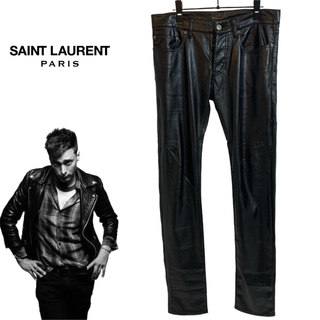 サンローラン(Saint Laurent)のSAINT LAURENT PARIS エディ期 フェイクレザーパンツ ブラック(その他)