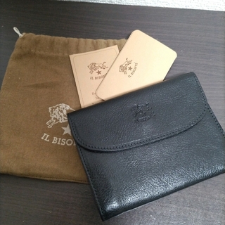 イルビゾンテ(IL BISONTE)の新品 イルビゾンテ 本革 レザー ウォレット ミニ 財布 折り財布 ブラック 黒(折り財布)