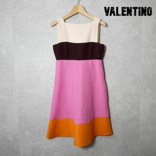 ヴァレンティノ　フレアワンピース/ドレス　ピンクベージュ　シルク　サイズ42