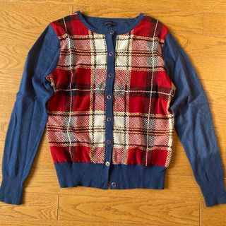 トミーヒルフィガー(TOMMY HILFIGER)の TOMMY HILFIGERカーディガン　チェック　カシミヤ　アンゴラ(カーディガン)