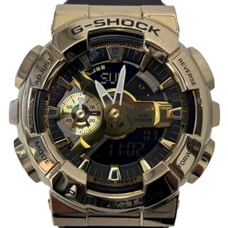 カシオ(CASIO)のCASIO G-SHOCK GM-110G-1A9JF 中古 美品 ゴールド 黒文字盤 デジアナ メンズ 腕時計 ソーラー カシオ ジーショック I2401K131(腕時計(アナログ))