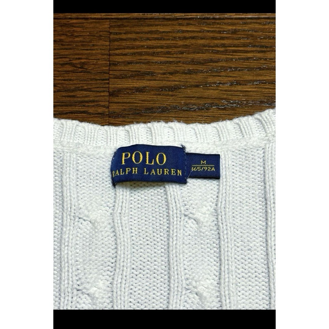 POLO RALPH LAUREN(ポロラルフローレン)の【人気カラー ホワイト】 ラルフローレン Vネック ケーブル ニット 1730 レディースのトップス(ニット/セーター)の商品写真