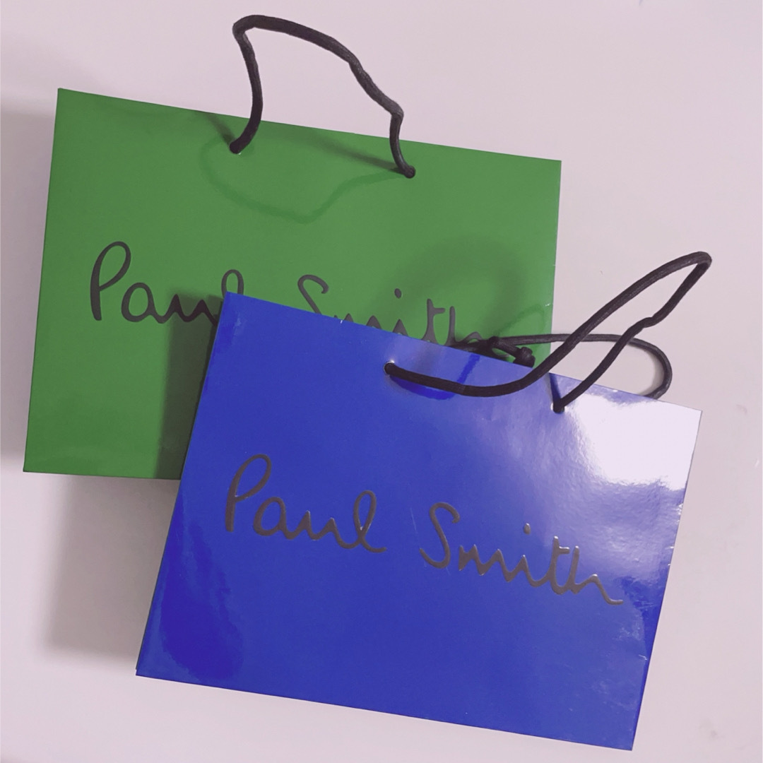 Paul Smith(ポールスミス)のPaul Smith 紙袋 ショッパー ブルー グリーン 青 緑 リボン 2枚 レディースのバッグ(ショップ袋)の商品写真