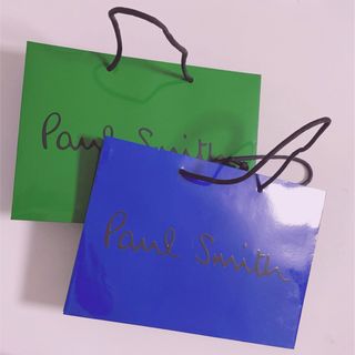 ポールスミス(Paul Smith)のPaul Smith 紙袋 ショッパー ブルー グリーン 青 緑 リボン 2枚(ショップ袋)