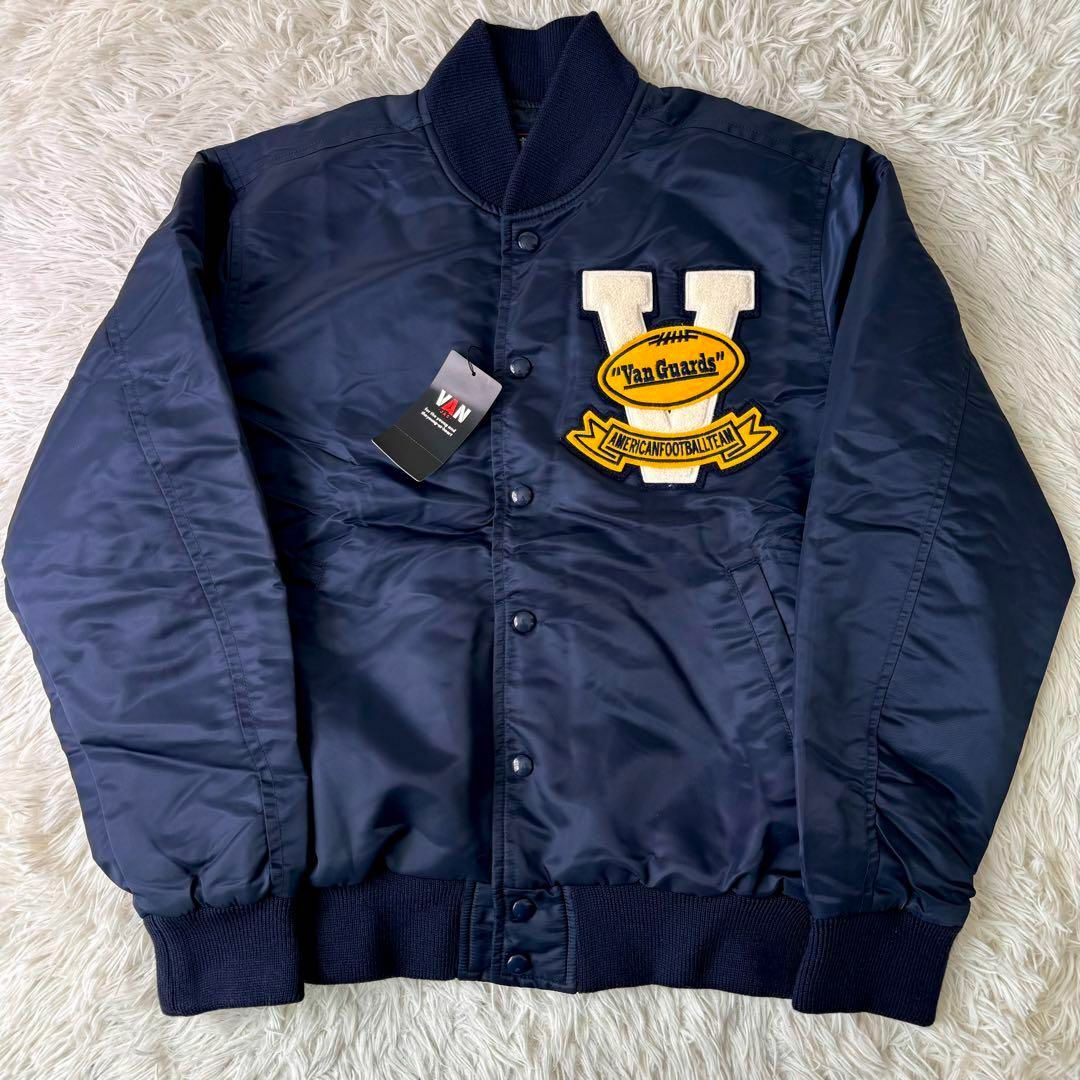 VAN Jacket(ヴァンヂャケット)の新品 未使用品✨VAN JACKET　スタジャン　ネイビー　ボア　ナイロン　LL メンズのジャケット/アウター(スタジャン)の商品写真