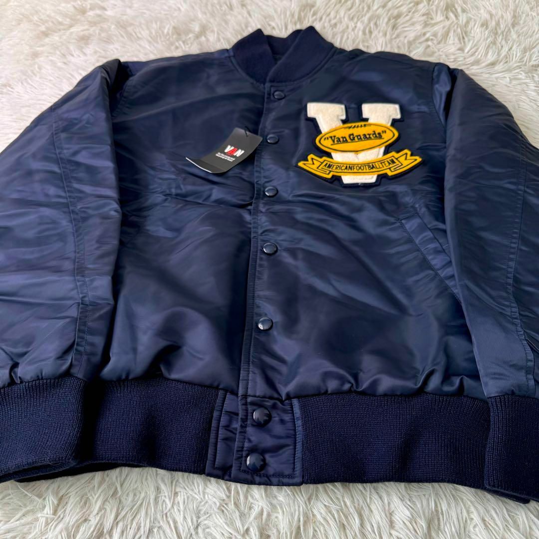 VAN Jacket(ヴァンヂャケット)の新品 未使用品✨VAN JACKET　スタジャン　ネイビー　ボア　ナイロン　LL メンズのジャケット/アウター(スタジャン)の商品写真