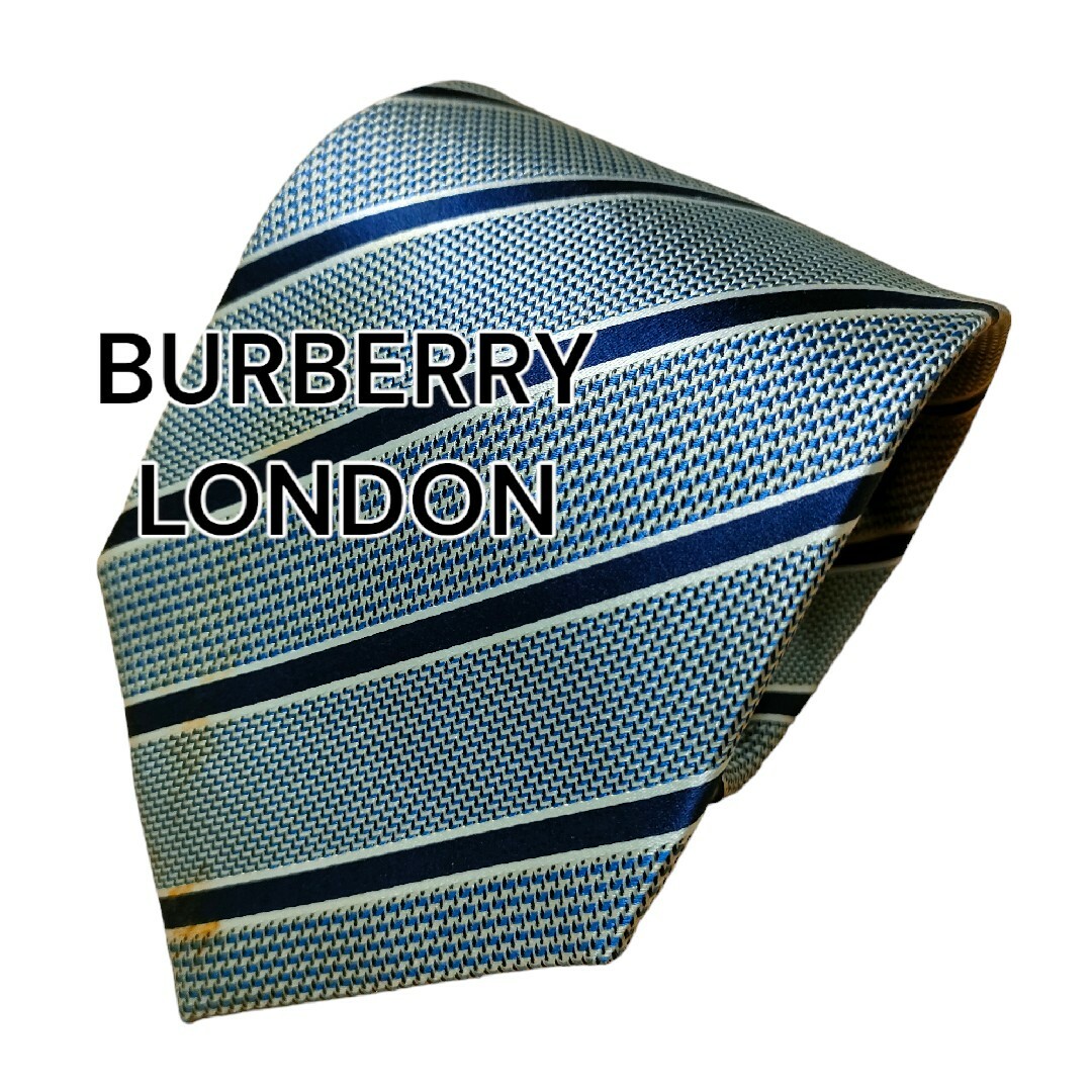 【BURBERRY LONDON】　バーバリーロンドン　グレー系　ストライプ メンズのファッション小物(ネクタイ)の商品写真