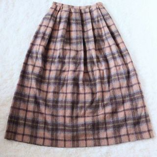 ニジュウサンク(23区)の【美品】23区　Ｌサイズ　アルパカ　ウール　ベージュ　チェック　スカート(ロングスカート)