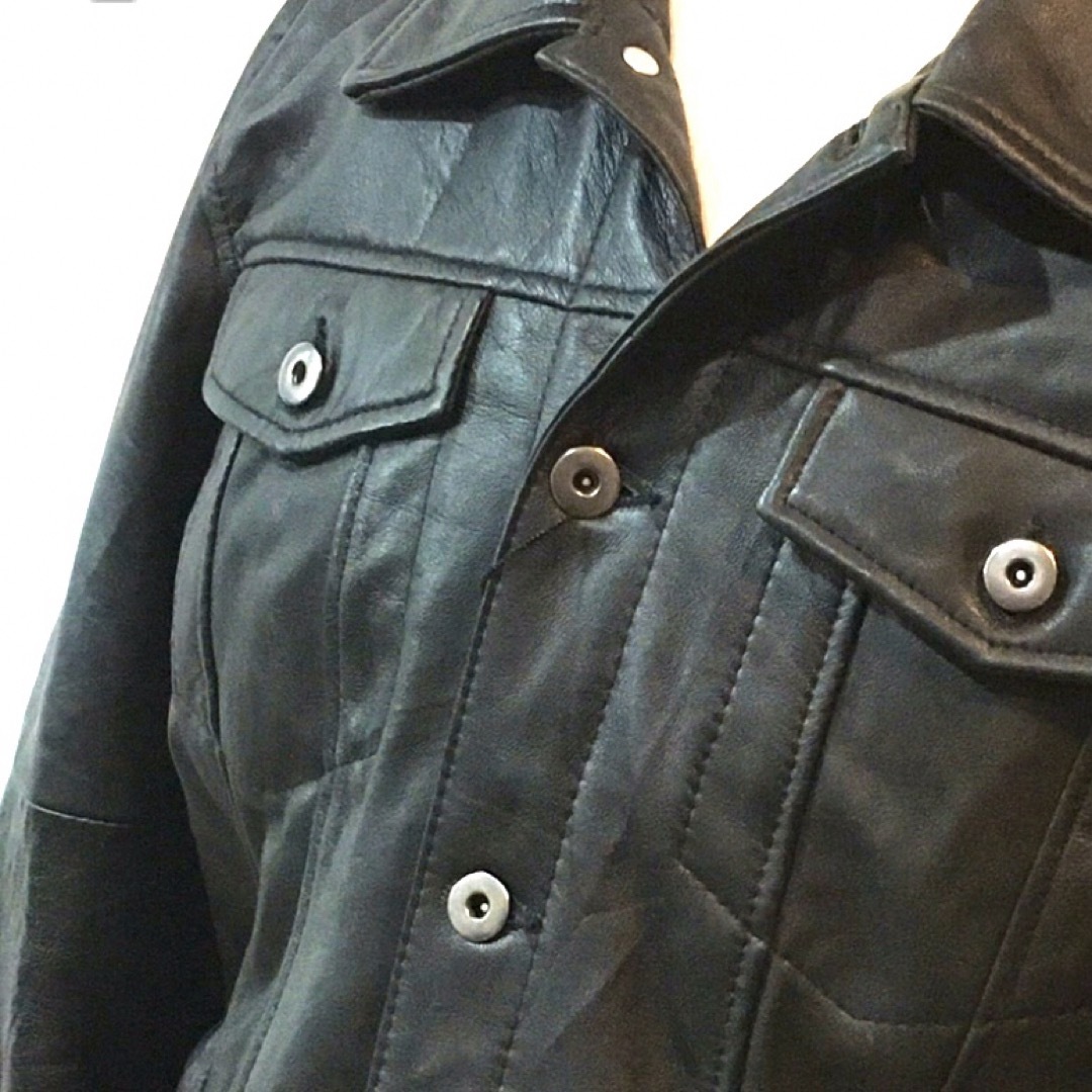 XXLサイズ  本革レザージャケット 新品 Gジャンタイプ メンズのジャケット/アウター(レザージャケット)の商品写真
