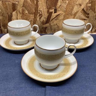 ノリタケ(Noritake)の【Mす875】ノリタケ　カップ＆ソーサ　3客　Noritake レトロ 金彩(食器)