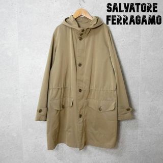 サルヴァトーレフェラガモ(Salvatore Ferragamo)の美品 SALVATORE FERRAGAMO ロング丈 フーディ モッズコート(モッズコート)