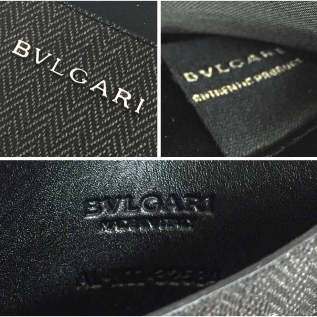 BVLGARI(ブルガリ)の【中古・本物】BVLGARI ブルガリ カードケース グレー ブラック 黒 メンズのファッション小物(名刺入れ/定期入れ)の商品写真