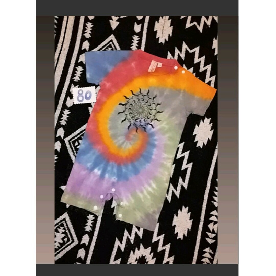 タイダイガバーオールロンパース キッズ/ベビー/マタニティのベビー服(~85cm)(ロンパース)の商品写真