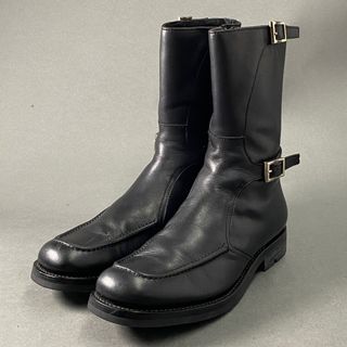 プラダ(PRADA)の2A14 PRADA プラダ サイドジップ エンジニアブーツ 6 ブラック レザー 本革 ダブルモンク ストラップ(ブーツ)