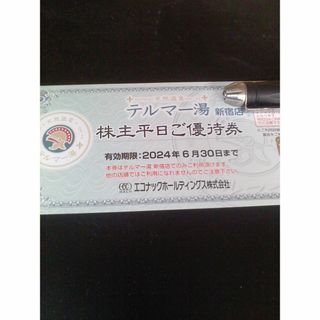 エコナック株主平日優待券 テルマー湯 1枚(その他)