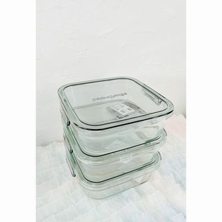 パイレックス(Pyrex)のiwakiイワキ耐熱ガラス保存容器　クールグレー800ml×3(容器)