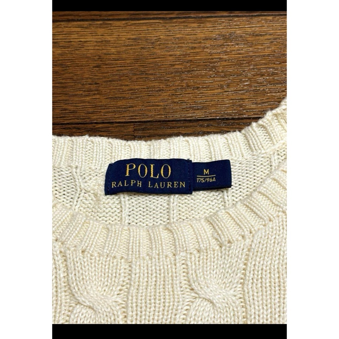 POLO RALPH LAUREN(ポロラルフローレン)の【希少カラー アイボリー】 ラルフローレン ケーブル ニット セーター 1735 メンズのトップス(ニット/セーター)の商品写真