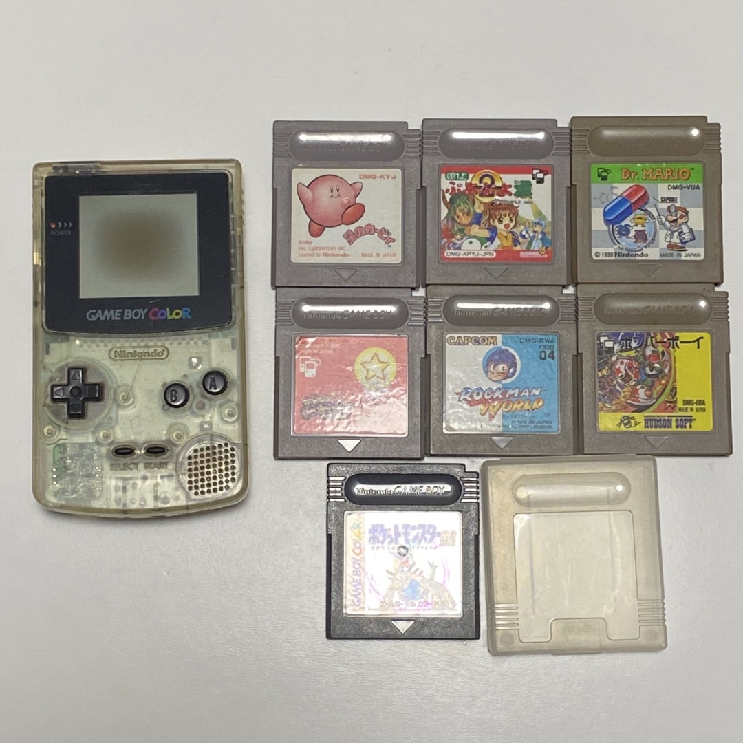 ゲームボーイ(ゲームボーイ)の【ジャンク品】ゲームボーイカラー　カセット付き エンタメ/ホビーのゲームソフト/ゲーム機本体(携帯用ゲーム機本体)の商品写真