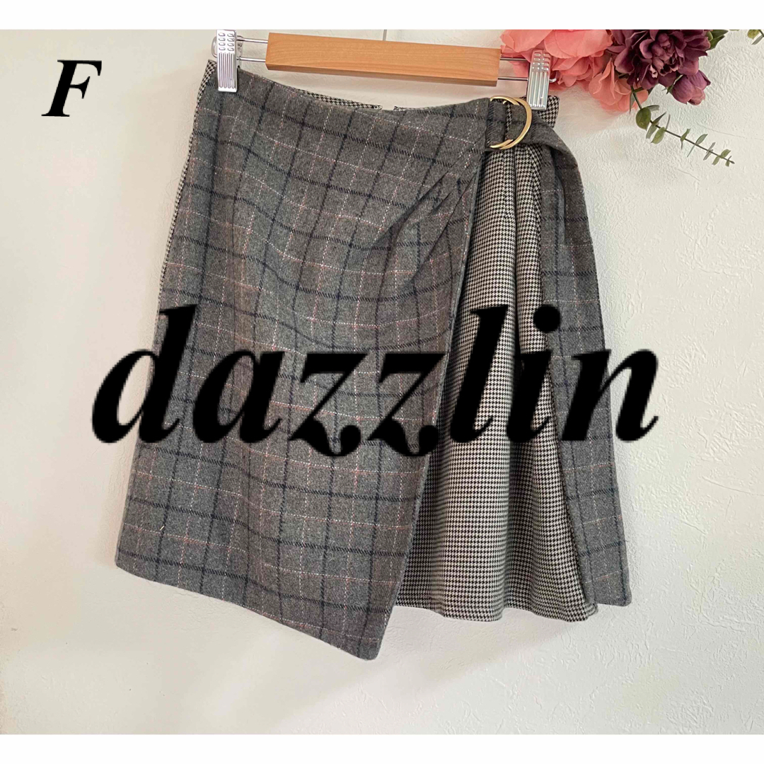 dazzlin(ダズリン)のdazzlin チェックラップミニスカート グレー レディースのスカート(ミニスカート)の商品写真