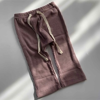 新品未使用 韓国子供服 リブレギンス ズボン 紐付き パープル 紫 男女兼用 (パンツ)