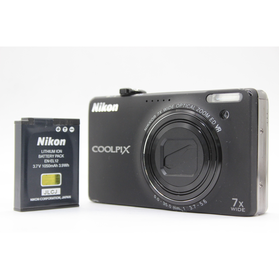 支払い発送詳細【返品保証】 ニコン Nikon Coolpix S6000 ブラック 7x Wide バッテリー付き コンパクトデジタルカメラ  s5796